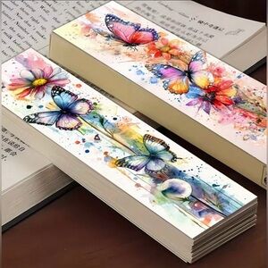 Brand New 32pcs Colorful Watercolor Butterfly & Flower Bookmarks Set
